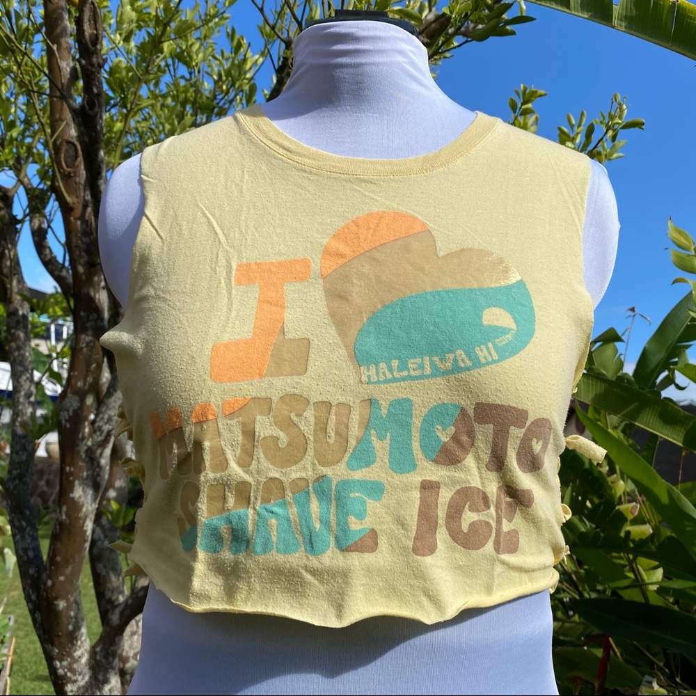 Reworked Matsumoto Shave Ice Hawaii Crop Tie Baby Graphic Tee